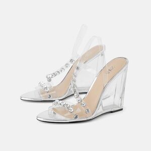 ZARA Embellished Vinyl Wedges